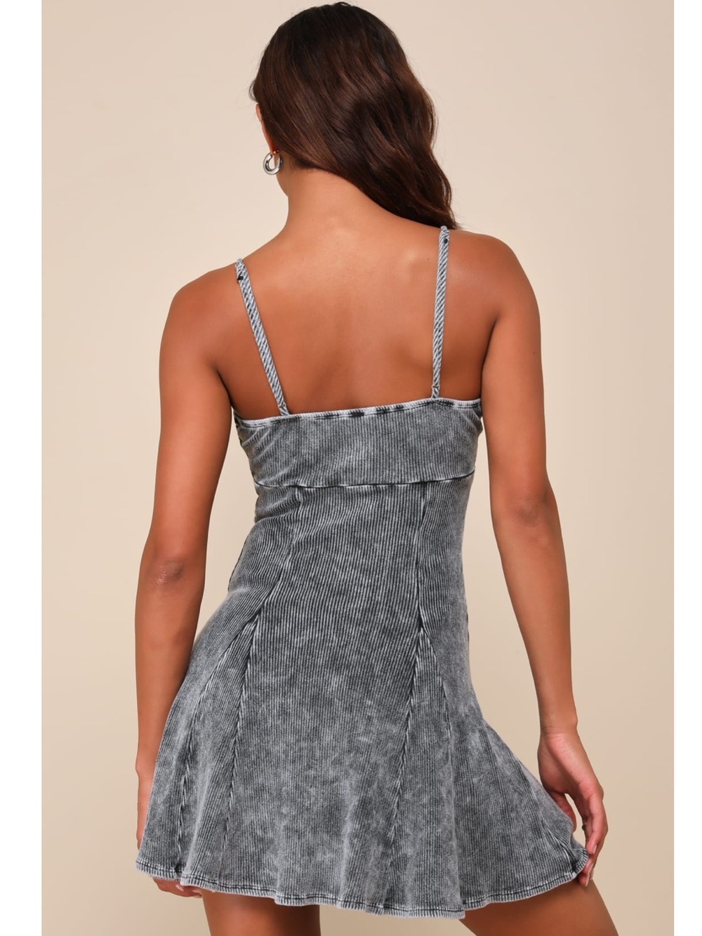 Lulus Simply Pretty Washed Black Ribbed Pleated Sleeveless Cotton Mini Dress - Picture 2 of 10